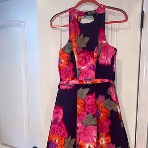 Pink, Navy Floral Elizabeth J halter dress